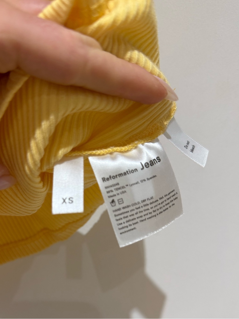 Reformation Ribbed Square Neck Tank - Yellow - Picture 4 of 4
